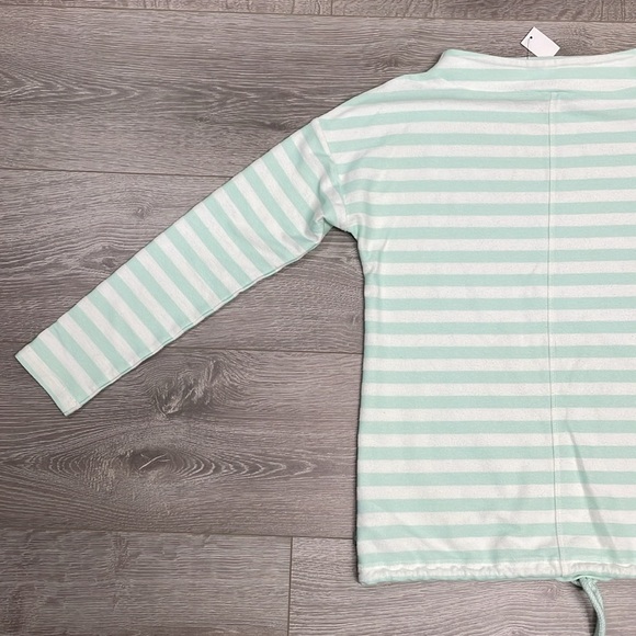 NWT T by Talbots Mint Green White Striped Mockneck Pullover Drawstring Hem XS - Picture 15 of 16